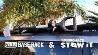PRADO BUILD // ARB Base Rack shovel holder using Rhino-Rack Stow It
