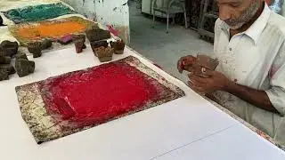 New Block Print Sampling: Bold Red Outline Design! #BlockPrint #TextileDesign #ArtInPrint
