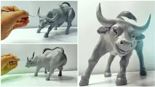 Charging Stock Market Bull Statue || Clay modelling || Wall Street Bull sculpture