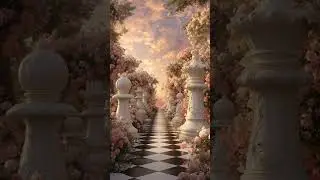 A hyper-realistic photograph of a magical fairytale garden in Alice in Wonderland style, a black ...