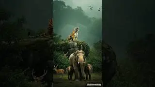 Tiger vs Elephant and deer  - Animal Fusion|wild life