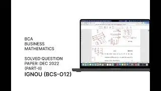 IGNOU BCA (BCS012) Basic Mathematics part-II |Solved Question Paper Dec 2022
