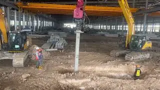 Indonesia construction site!Beiyi Hydraulic Pile Driver!