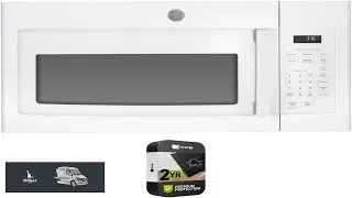 GE JVM3160DFWW 1.6 Cu. Ft. Over the Range Microwave Oven White Bundle with Premium