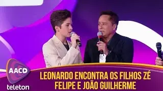 João Guilherme e Zé Felipe encontram o pai Leonardo