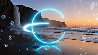 Deep Flow Sleep Aid 🌌 Slow Breathing Pattern Light Ring Over Ocean and waterfall with Water Sounds