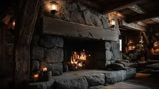 Cozy Fireplace 🔥 Luxury Stone Cabin | Real Crackling Fire | 4K | 3 Hours