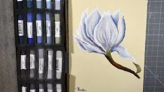 Step by Step Magnolia Flower Pastel Painting Tutorial ( Using Mount Vision Thunderstorm Grey Set )