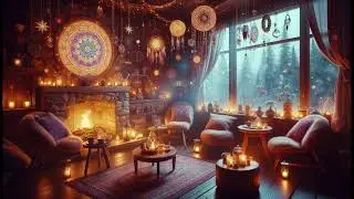 Fire Crackle Sound with Chimes and a Hippy Metaphysical Cafe Wallpaper