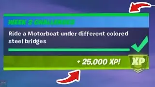 Ride a Motorboat under different colored steel bridges - Fortnite Different Colored Steel Bridges