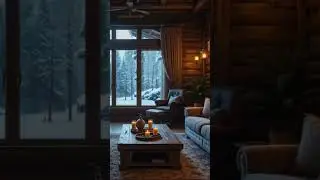 Cozy Cabin Ambience ❄️🔥 Candlelit Sofa & Snowy Window View | Winter Aesthetic & Chill Vibes