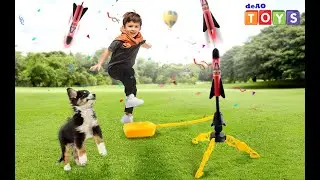 deAO Foam Light Up Rocket Launcher With Loading Passage Angle Adjustment and Step Down-ROLA-5