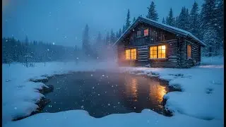 Cozy Winter Cabin & Steaming Hot Spring Ambience ❄️ Instant Deep Sleep Relief 2026 [4K ASMR]