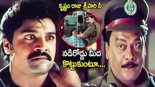 నడిరోడ్డు మీద కొట్టుకుంటూ..Krishnam Raju And Srihari Best Action Scene | Telugu Blockbuster Scene