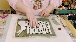 Primitive Happy Easter wall decor