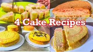 BEST MOIST , FLUFFY, CREAMY VANILLA,STRAWBERRY,COCONUT ORANGE CAKES / MAKING 4 DIFFERENT CAKES