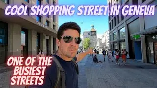 Shopping street in Geneva, Switzerland - Rue de Rive