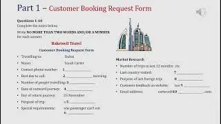 IELTS listening actual test Part 1: Customer booking form (answer+ transcript)