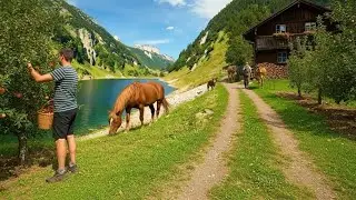 Two hours of life in the Swiss Alpine countryside and villages. Between remote orchards and villages