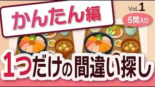 【かんたん編｜1つの間違いまとめ】定食の間違い探し「1つだけ」かんたん編①｜全5問 脳トレ