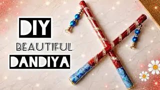 Diy mini dandiya for navratri decoration || dandiya making for competition || how to make dandiya 