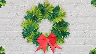 How to Make a Beautiful Paper Wreath using Color Paper | 5 MINUTE CRAFTS VIDEOS
