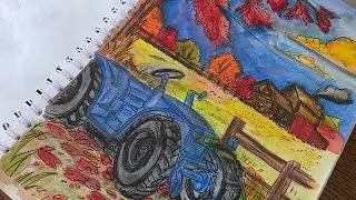 Законченная осенняя раскраска антистресс
