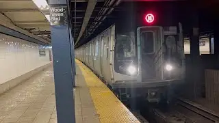 MTA NYCT Subway: R160 (M) train departing Woodhaven Blvd station
