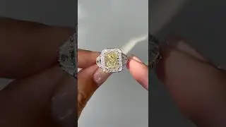 Unusual bespoke Yellow Diamond Radiant Cut Halo Bloom Engagement Ring | TACORI #jewelry #diamondring