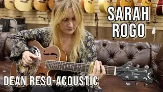 Sarah Rogo playing a Dean Reso-Acoustic at Norman's Rare Guitars