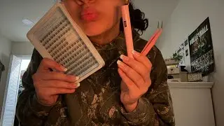 ASMR doing your lashes + tapping, clicky mouth sounds, etc.