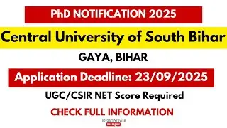 Central University of South Bihar/ PhD Admission/ 2025/ Gaya/ UGC NET/ GATE Score/ Interview/ #india