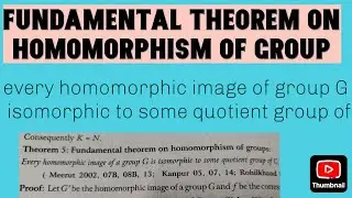 Fundamental Theorem on homomorphism to group