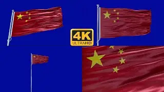 China flag green screen 4k