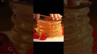 Glass pancake with strawberries ASMR 🍴#asmr #ai #veo3 #pancakes