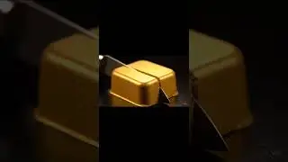 Golden Sand Block Cutting ✨ Hidden Cat Paw Prints 🐾 | Satisfying ASMR#shortsfeed #relaxingsounds