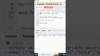 Create a Dataframe in R(RStudio) #shorts #rstudio #datascience #coding