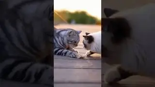 Cat Food Fight! 🍽️🐱😾 When Two Cats Refuse to Share! 💥 #funnycats #catfight #cutecats