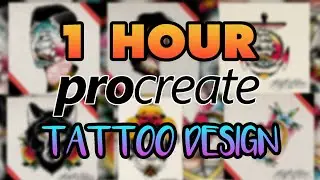 1 Hour of Procreate Traditional Tattoo Design - iPad Pro Digital Art Compilation