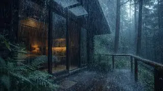 Tranquil Cabin in Rainy Forest Night 🌧 | Deep Relaxation with Rain Sounds