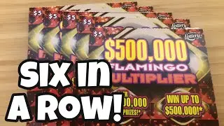 Six in a row! | 6 x $5 ~ $500,000 Flamingo Multiplier