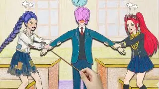 Rich vs Poor School Love Story - Who is MYSTERY'S girlfriend? | Kpop Demon hunters Paper doll