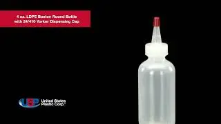 4 oz Natural LDPE Boston Round Bottle-24/400 Yorker Dispensing Cap | U.S. Plastic Corporation&reg;