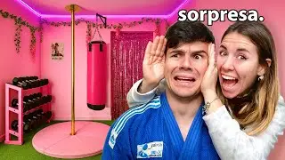 Sorprendo a MI NOVIO tuneando NUESTRO GYM de ROSA🎀🥊🌸🥋💅🏻 *me va a dejar xd*