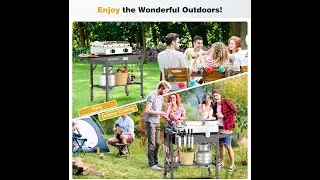 Outdoor Grill Table, Blackstone Griddle Stand, 440lbs Folding Grill Cart, Pizza Oven Table Stand