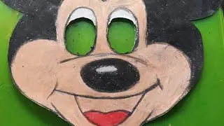 How to make Mickey Mouse paper face mask  using pastel colors with a new technique step by step.