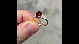 Garnet 1.5 ct Oval Cut Stone Sterling Silver Engagement Ring
