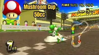 Mario Kart Wii - Mushroom Cup - 50cc - (Yoshi, Super Blooper)