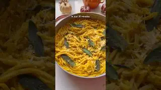 Vegan Pumpkin Alfredo Pasta (25 mins!)🎃🍝🍂 #veganrecipes #pastarecipe #dinnerrecipe