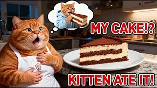Kitten Eats Mom Cat's HUGE Cake in Her Dream! 🍰💛 | Meowlicious